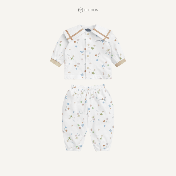  Bộ cúc bấm sailor dài - Trắng In Sắc Màu 