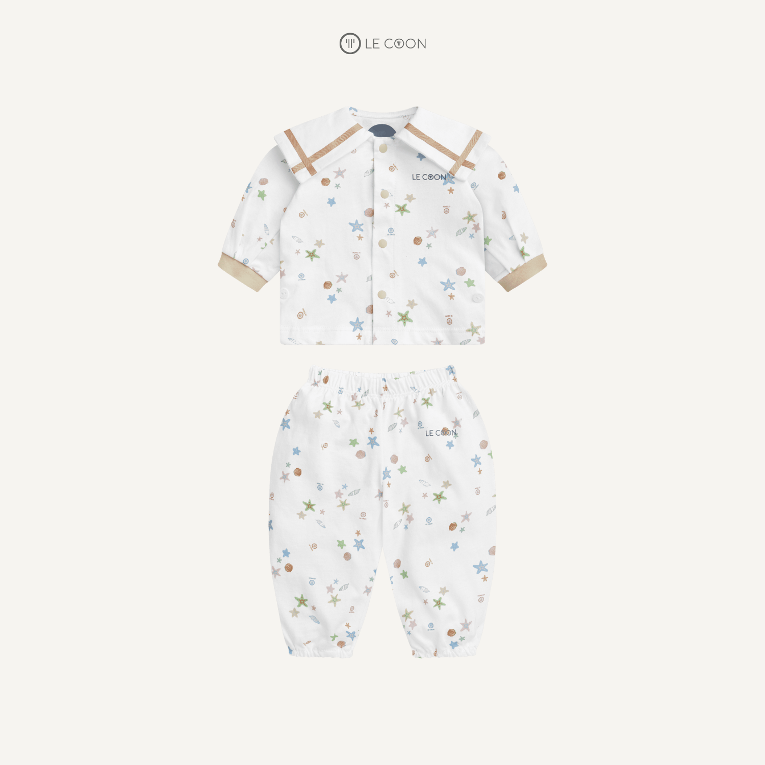  Bộ cúc bấm sailor dài - Trắng In Sắc Màu 