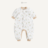  Bodysuit cổ bomber dài tay - Trắng In Sắc Màu 