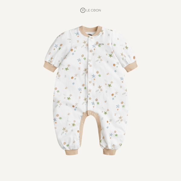  Bodysuit cổ bomber dài tay - Trắng In Sắc Màu 