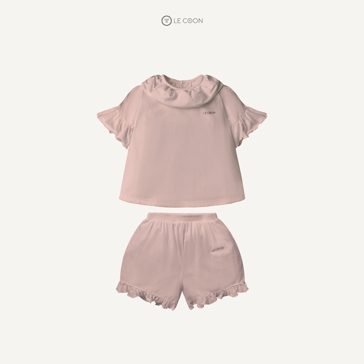  Bộ đồ xòe cổ bèo - Màu Hồng khói 