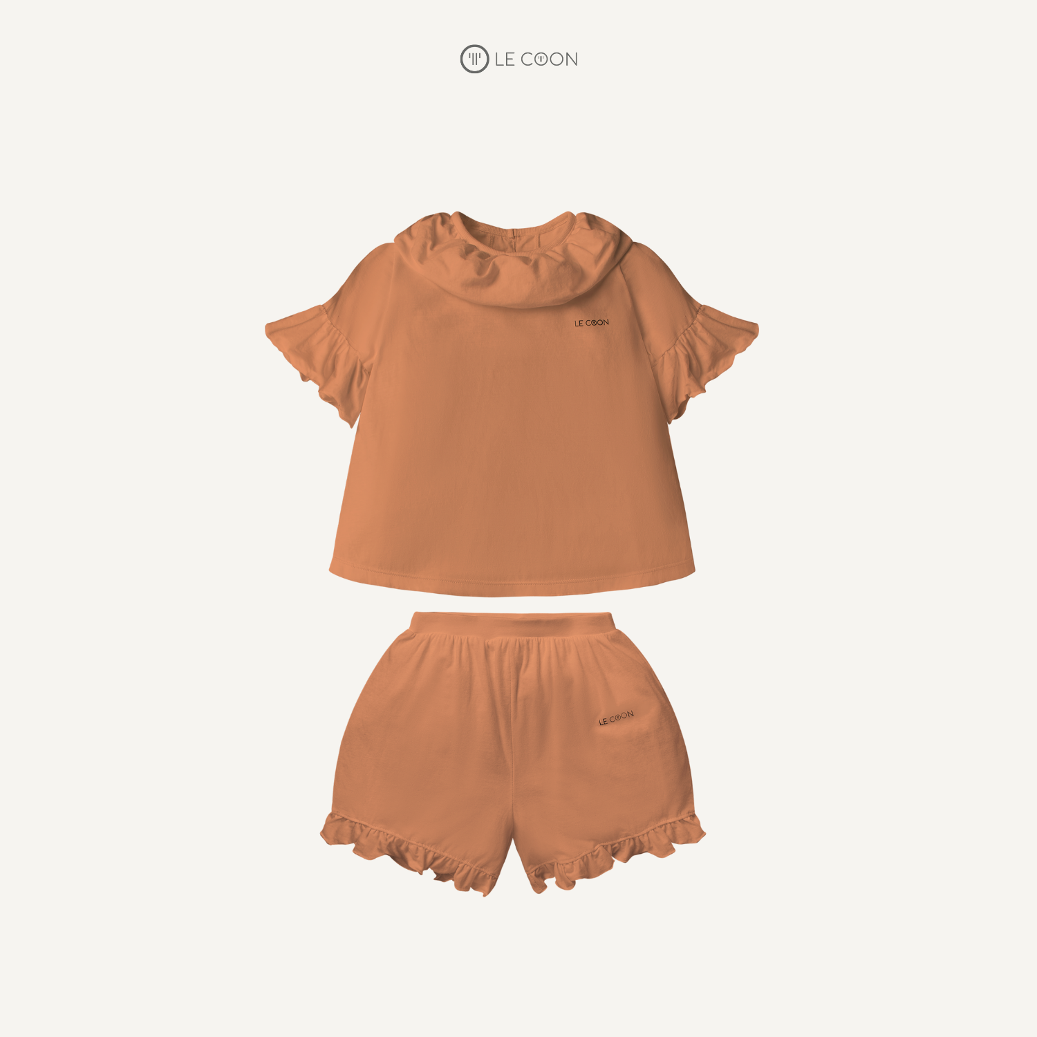  Bộ đồ xòe cổ bèo - Màu Cam đất 