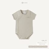  Bodysuit cúc bấm vạt chéo cộc tay - Màu Be khói 