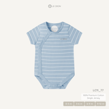  Bodysuit cúc bấm vạt chéo cộc tay - Màu Kẻ xanh biển Trắng 