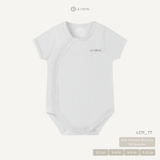  Bodysuit cúc bấm vạt chéo cộc tay - Màu Trắng 