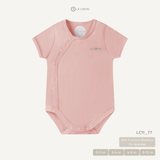  Bodysuit cúc bấm vạt chéo cộc tay - Màu Hồng Baby Pink 