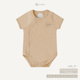  Bodysuit cúc bấm vạt chéo cộc tay - Màu Be Biscotti 