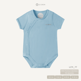  Bodysuit cúc bấm vạt chéo cộc tay - Màu Xanh xám nhạt 