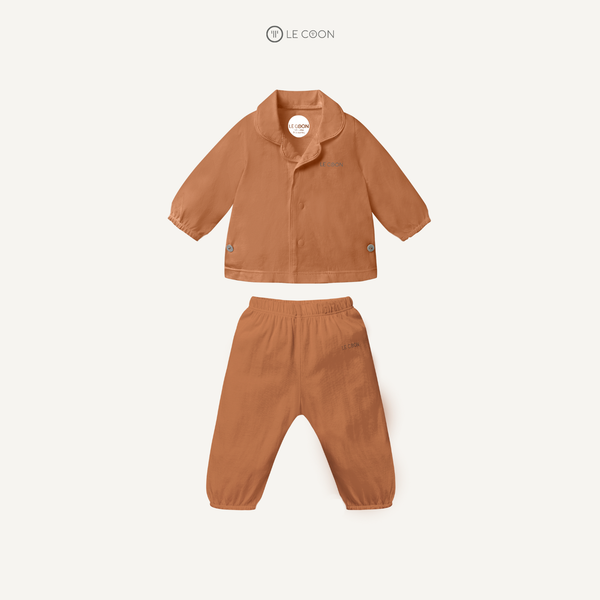  Pyjama dài tay - Màu Cam đất 