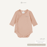 Bodysuit cúc bấm vạt chéo dài tay - Màu Hồng khói 