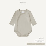  Bodysuit cúc bấm vạt chéo dài tay - Màu Be khói 