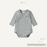  Bodysuit cúc bấm vạt chéo dài tay - Màu Ghi nhạt 