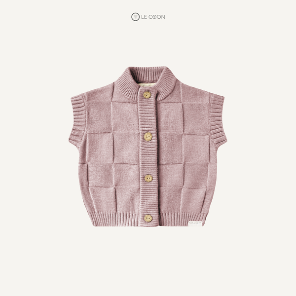  Áo len gile cúc giữa - Màu Hồng 