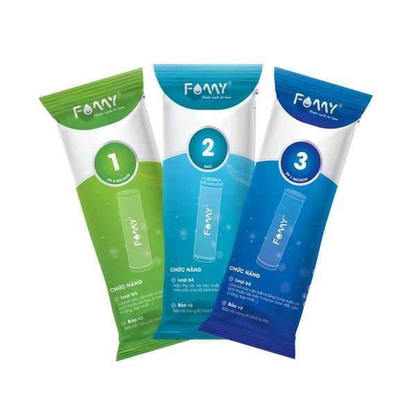 Combo 3 Lõi Lọc Nước Lọc Thô Số Famy 1-2-3 PKF - Chính Hãng - Dùng Cho Các Loại Máy Lọc Nước