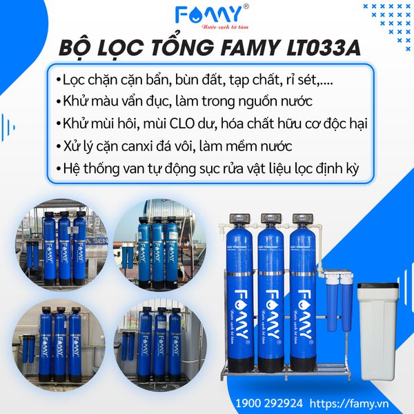 Bộ Lọc Tổng Famy - Model LT033A - Tự Động Sục Rửa Vật Liệu Lọc