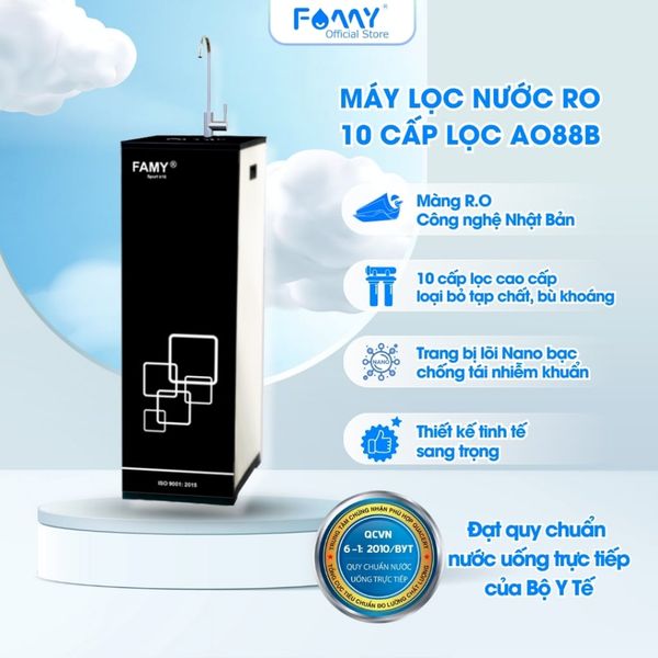Máy Lọc Nước RO Famy AO88B - 10 Cấp Lọc - An Toàn Và Tốt Cho Sức Khoẻ - Hàng Chính Hãng