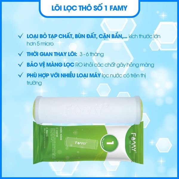 Lõi Lọc Nước Famy Số 1-2-3 Dùng Cho Các Loại Máy Lọc Nước RO