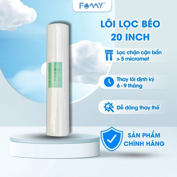 Lõi Lọc Nước 20Inch PP Béo - Dùng Được Cho Bộ Lọc Tổng, Lọc Nước Đầu Nguồn