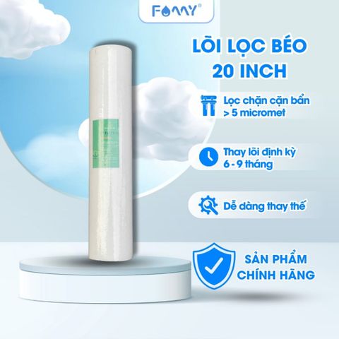 Lõi Lọc Nước 20Inch PP Béo - Dùng Được Cho Bộ Lọc Tổng, Lọc Nước Đầu Nguồn