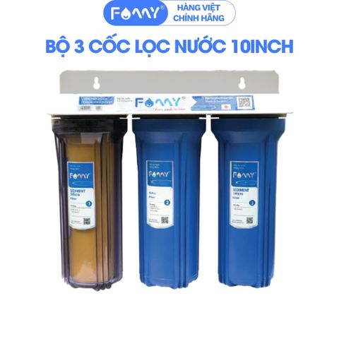 Bộ 3 Cốc Lọc Nước Famy BC0310 - Chính Hãng - 3 Cấp Lọc 10Inch - Lắp Gầm Bếp, Nhà Vệ Sinh