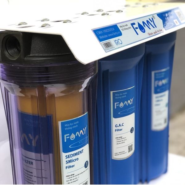 Bộ 3 Cốc Lọc Nước Famy BC0310 - Chính Hãng - 3 Cấp Lọc 10Inch - Lắp Gầm Bếp, Nhà Vệ Sinh