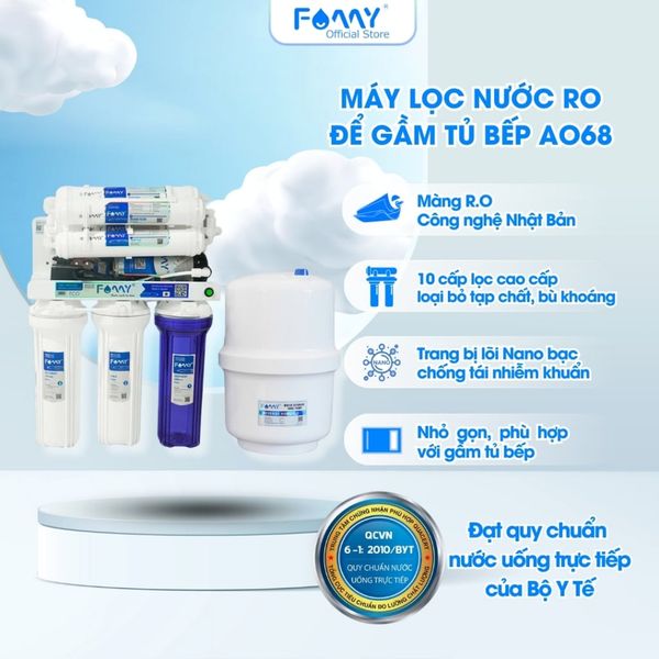 Máy Lọc Nước RO Lắp Đặt Gầm Bếp 10 Cấp Lọc Famy AO68 - Chính Hãng