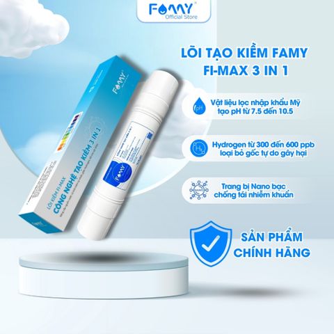 Lõi Lọc Tạo Kiềm Hydrogen Famy FI-MAX 3 IN 1 Chính Hãng - Lắp Cho Các Loại Máy Lọc Nước R.O