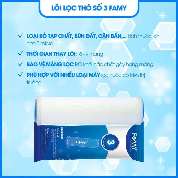Lõi Lọc Nước Famy Số 1-2-3 Dùng Cho Các Loại Máy Lọc Nước RO