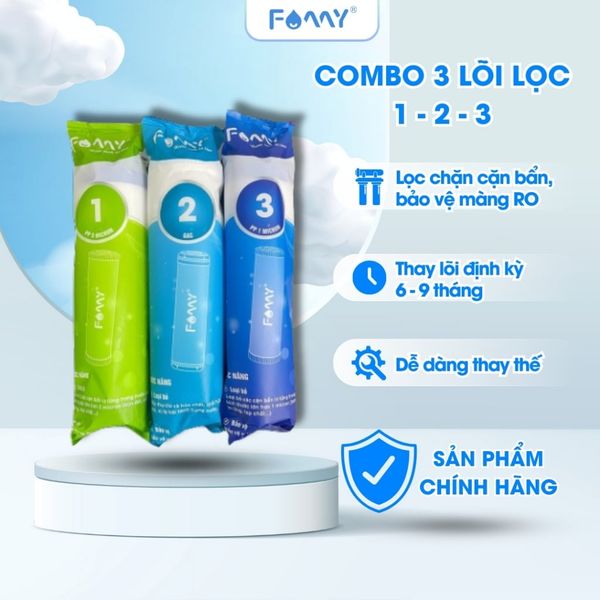 Combo 3 Lõi Lọc Nước Lọc Thô Số Famy 1-2-3 PKF - Chính Hãng - Dùng Cho Các Loại Máy Lọc Nước