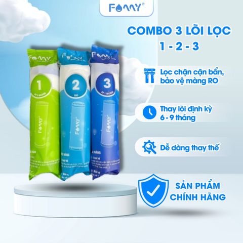Combo 3 Lõi Lọc Nước Lọc Thô Số Famy 1-2-3 PKF - Chính Hãng - Dùng Cho Các Loại Máy Lọc Nước