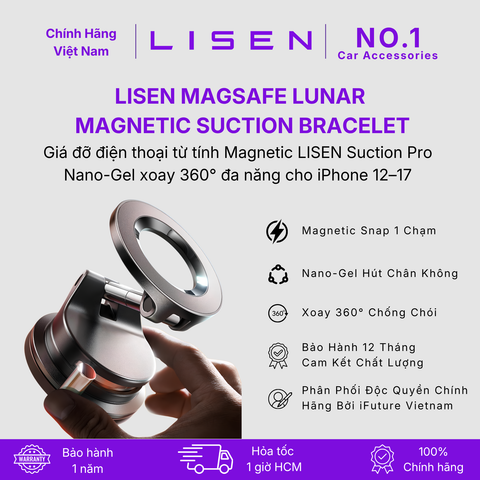 [No.1 Car Accessories] Giá đỡ điện thoại từ tính MagSafe LISEN SuctionPro Nano-Gel xoay 360° đa năng xe hơi/gương/phòng gym cho iPhone 12–17