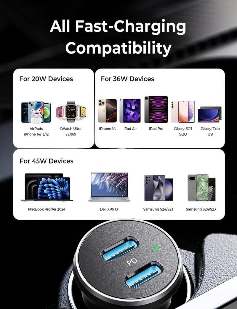 Đèn LED báo sạc tiện lợi tích hợp trên tẩu sạc nhanh ô tô LISEN