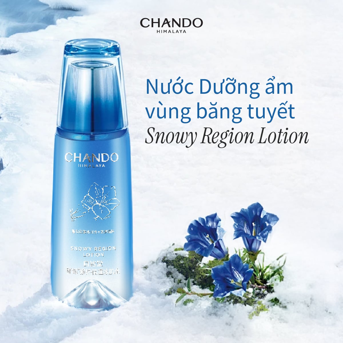 Bộ 4 Sản phẩm Dưỡng Ẩm Hỗ Trợ Làm Dịu và Sáng Da, Chứa Niacinamide Snowy Region - Chính hãng CHANDO Himalaya
