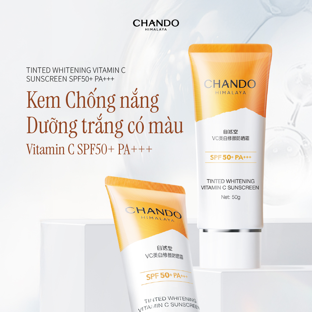 Kem Chống Nắng Hỗ Trợ Dưỡng Trắng Có Màu Vitamin C CHANDO Himalaya SPF50+ PA+++ 50G