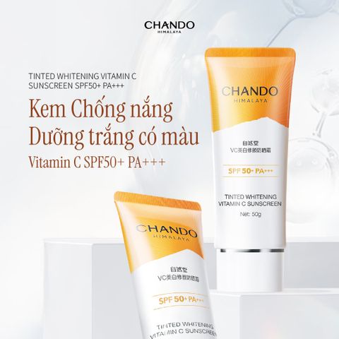 Kem Chống Nắng Hỗ Trợ Dưỡng Trắng Có Màu Vitamin C CHANDO Himalaya SPF50+ PA+++ 50G