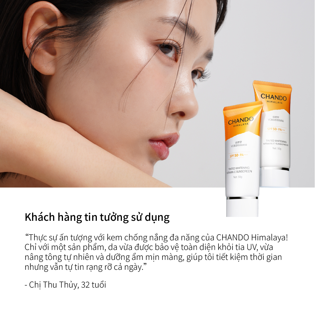 Kem Chống Nắng Hỗ Trợ Dưỡng Trắng Có Màu Vitamin C CHANDO Himalaya SPF50+ PA+++ 50G