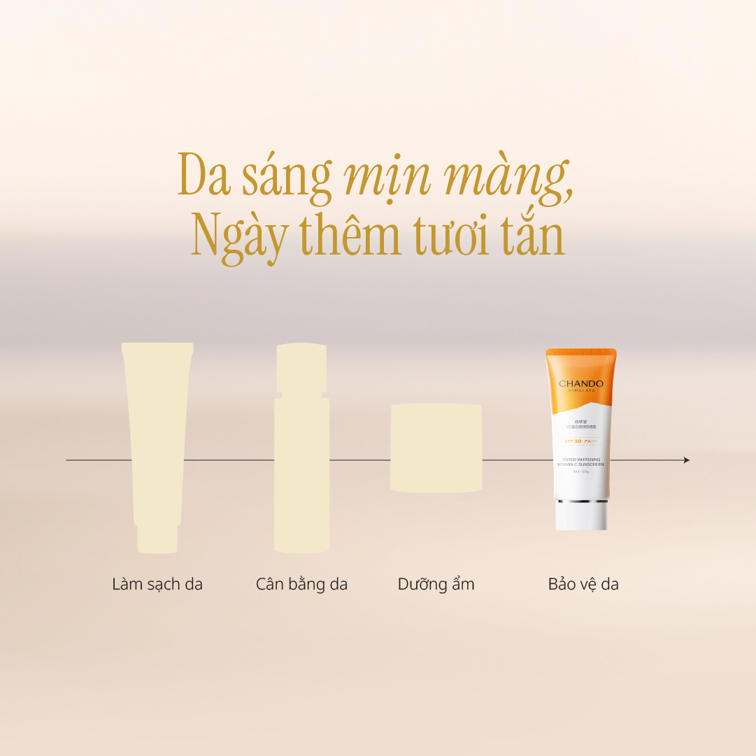 Kem Chống Nắng Hỗ Trợ Dưỡng Trắng Có Màu Vitamin C CHANDO Himalaya SPF50+ PA+++ 50G