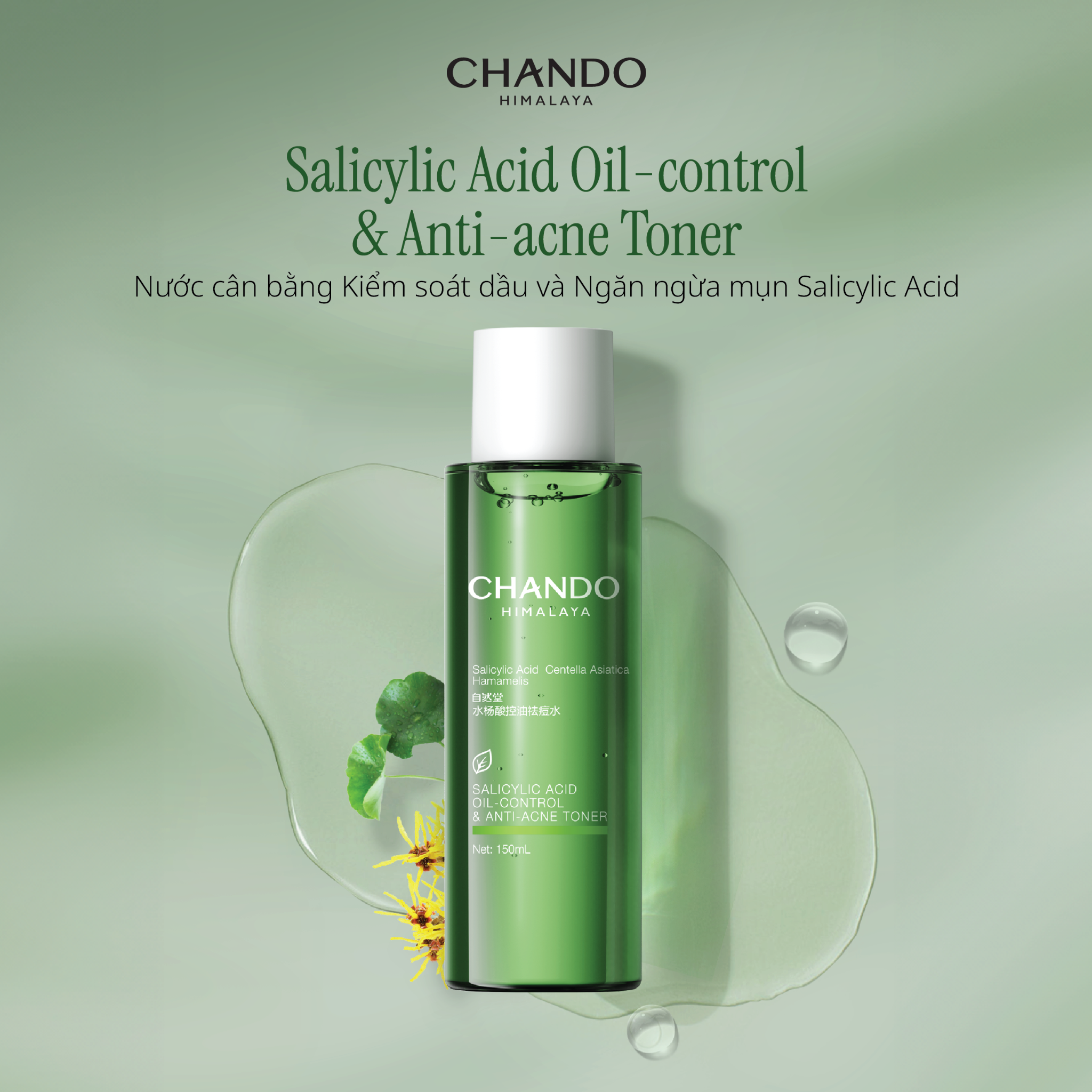 Toner Hỗ Trợ Kiểm Soát Dầu Giảm Mụn Salicylic Acid CHANDO Himalaya 150ml Hàng Chính Hãng