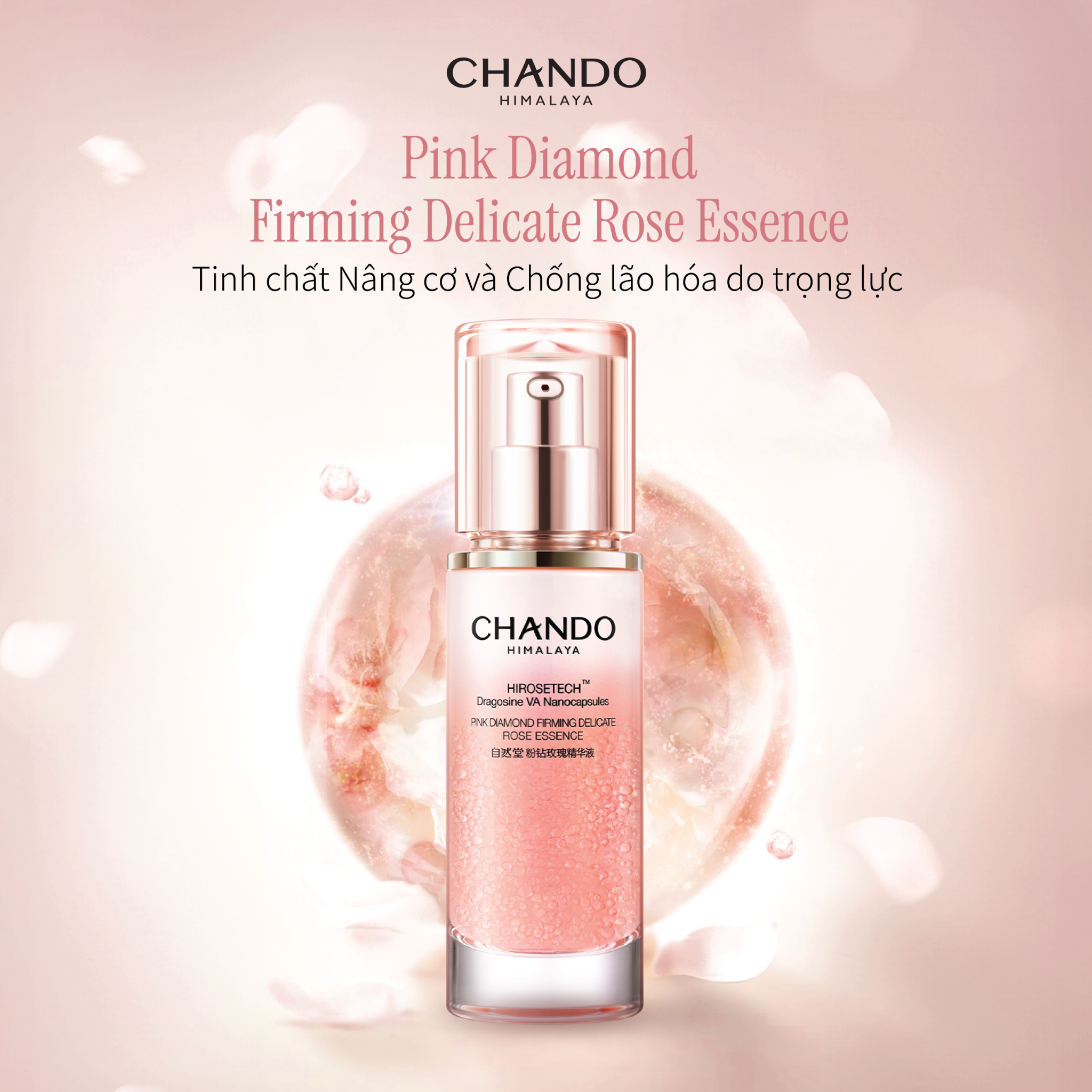 Tinh Chất Pink Dimond hỗ trợ cải thiện lão hoá do trọng  lực CHANDO Himalaya 45ml Hàng Chính Hãng