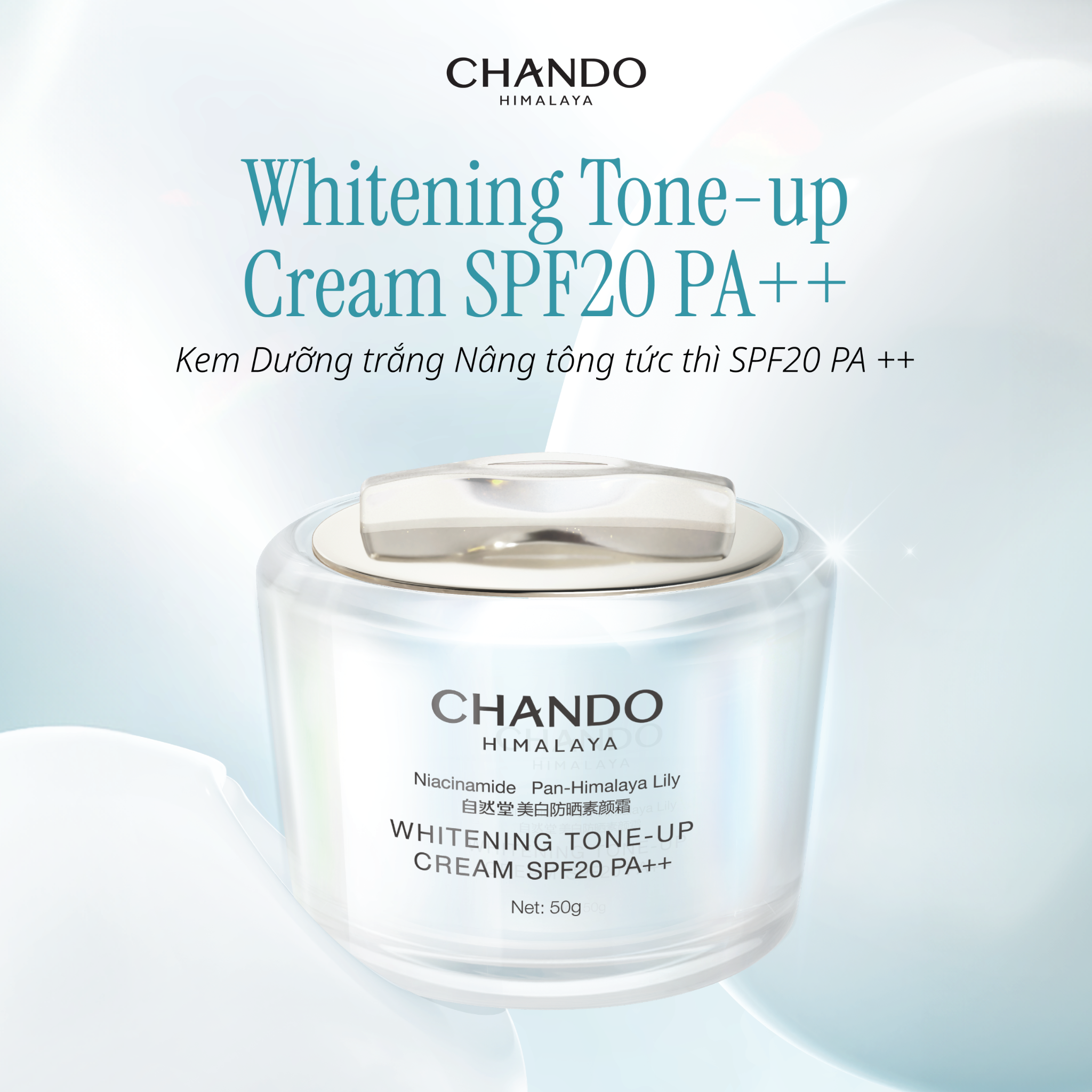 Kem Dưỡng Nâng Tone Hỗ Trợ Dưỡng Sáng Da SPF20/PA++ CHANDO Himalaya 50G