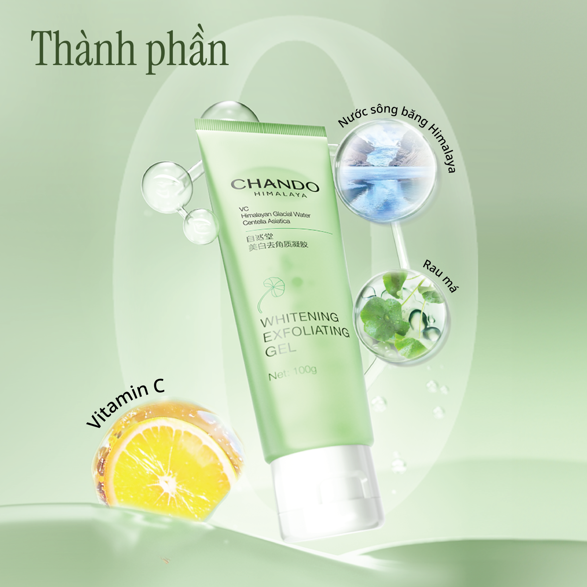 Gel Hỗ Trợ Làm Mịn Da & Làm Sạch Tế Bào Chết CHANDO Himalaya 100g Hàng Chính Hãng
