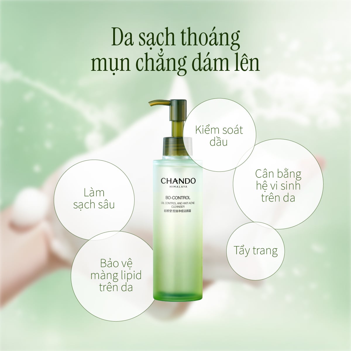 Sữa Rửa Mặt Kiểm Soát Dầu và Hỗ Trợ Ngăn Ngừa Mụn CHANDO Himalaya 150ml Hàng Chính Hãng