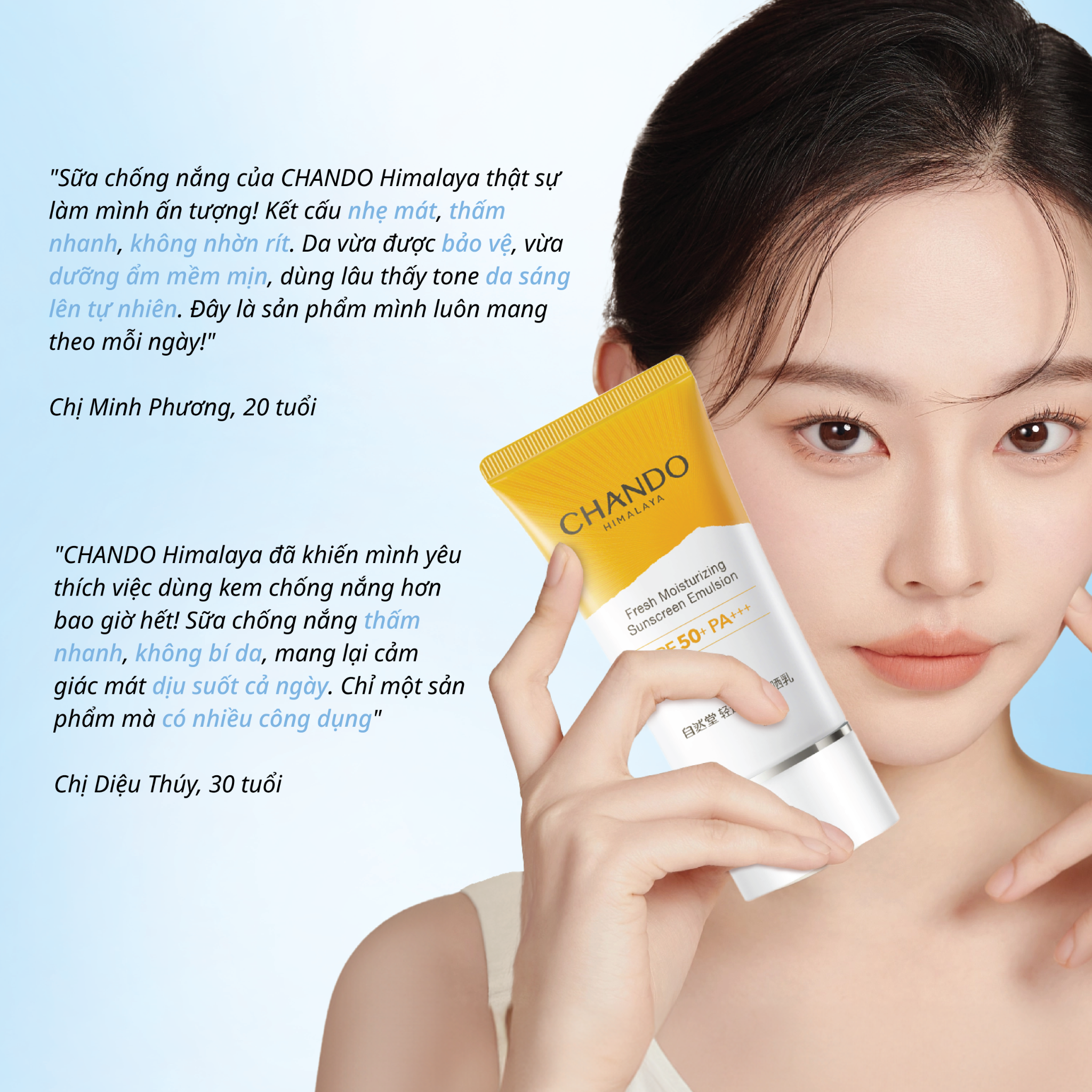 Sữa Chống Nắng Hỗ Trợ Dưỡng Trắng CHANDO Himalaya 40ml Chứa Niacinamide Hàng Chính Hãng