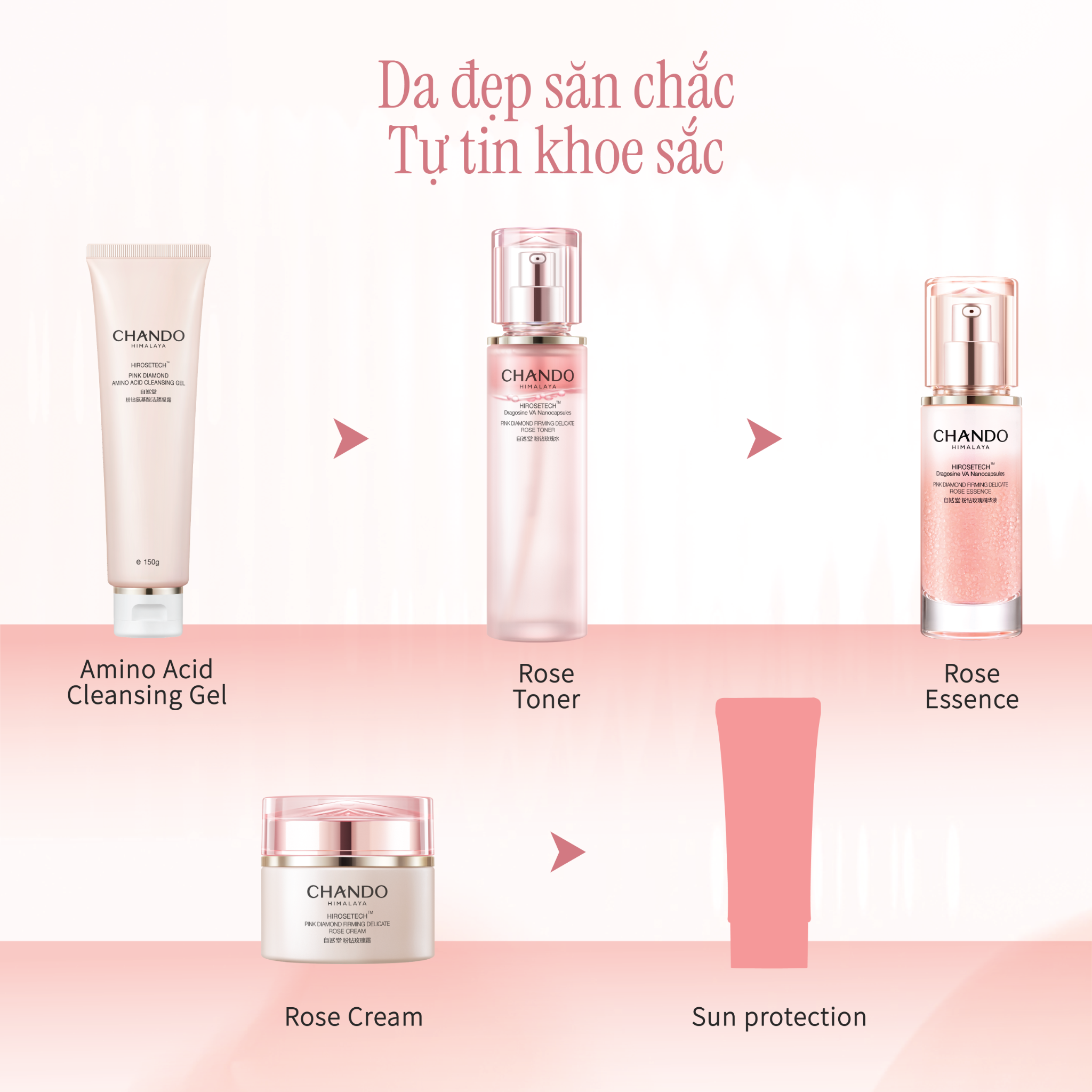 Tinh Chất Pink Dimond hỗ trợ cải thiện lão hoá do trọng  lực CHANDO Himalaya 45ml Hàng Chính Hãng