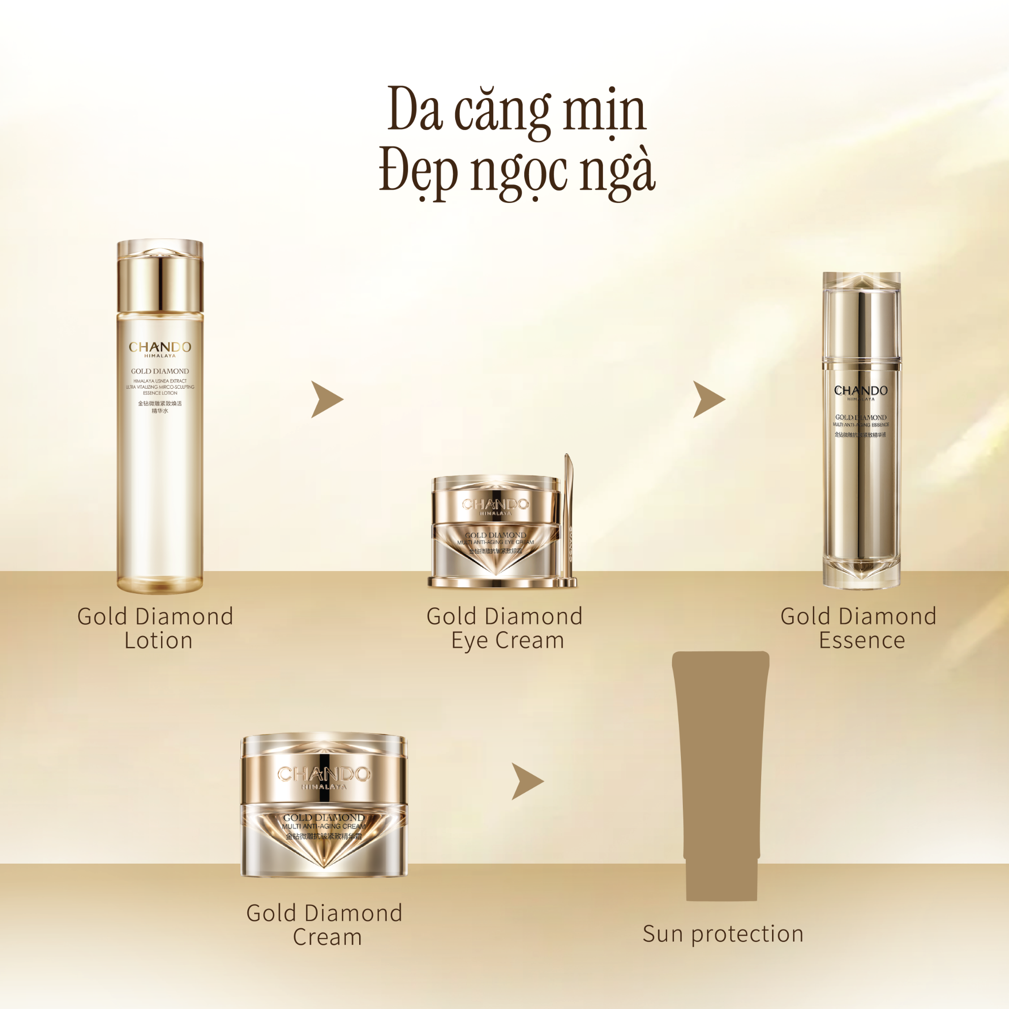 Tinh Chất Giúp Săn Chắc Da Khuôn Mặt Kim Cương Vàng CHANDO Himalaya 50ml Hàng Chính Hãng