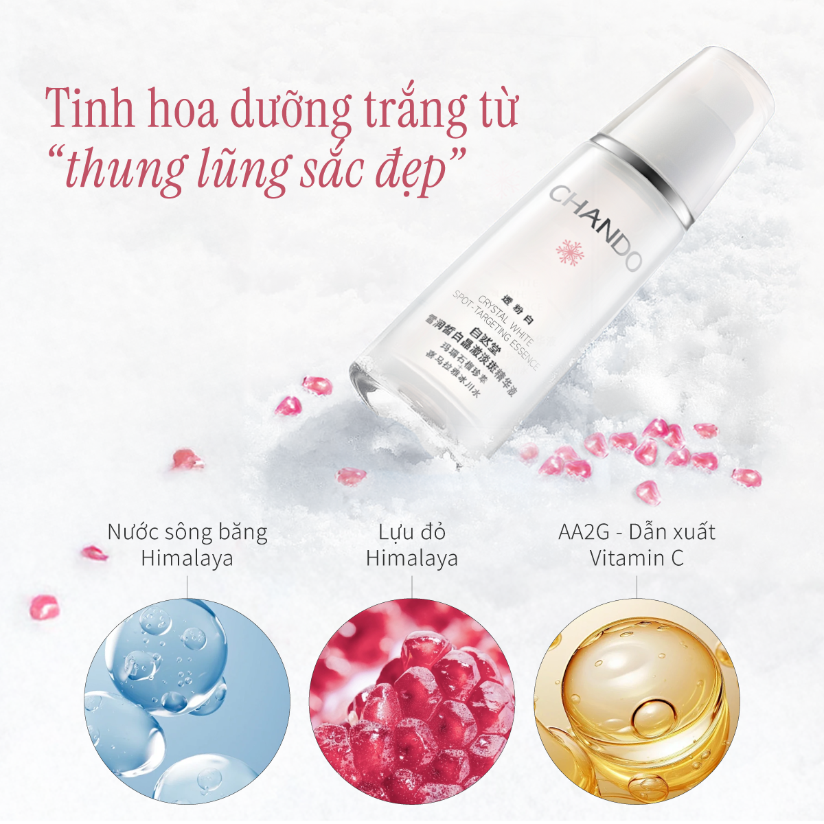Tinh chất hỗ trợ dưỡng sáng mờ nám Pha lê CHANDO Himalaya Crystal White Serum 40ml