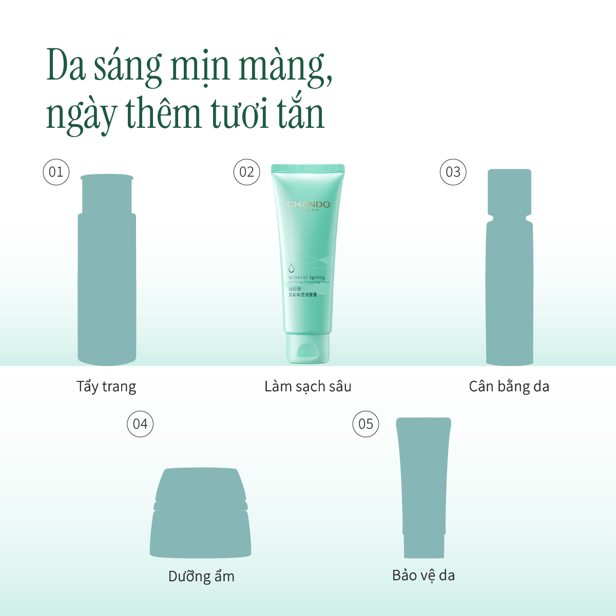 Kem Làm Sạch Cấp Ẩm Tinh Chất Suối Khoáng CHANDO Himalaya 125g Hàng Chính Hãng