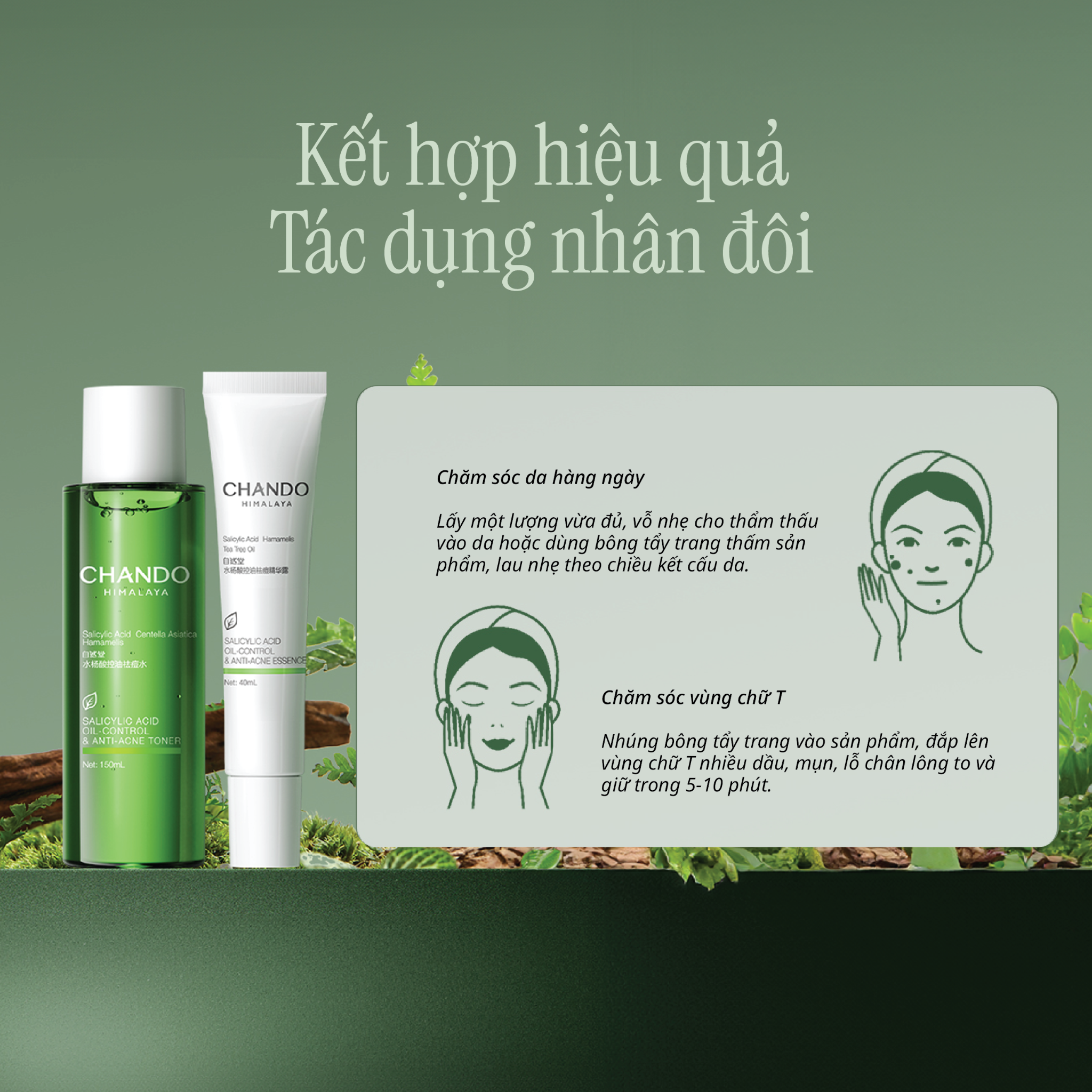 Toner Hỗ Trợ Kiểm Soát Dầu Giảm Mụn Salicylic Acid CHANDO Himalaya 150ml Hàng Chính Hãng