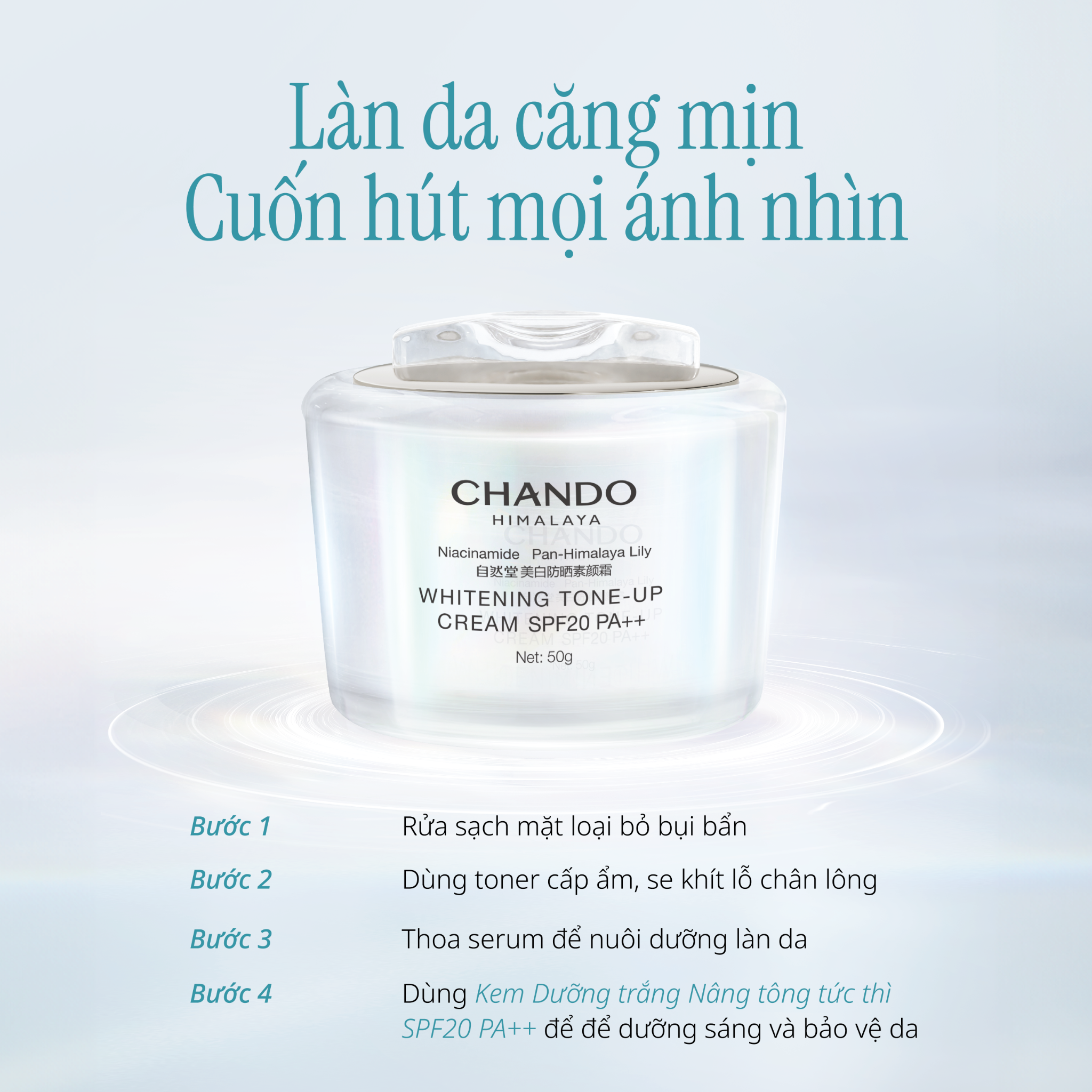 Kem Dưỡng Nâng Tone Hỗ Trợ Dưỡng Sáng Da SPF20/PA++ CHANDO Himalaya 50G