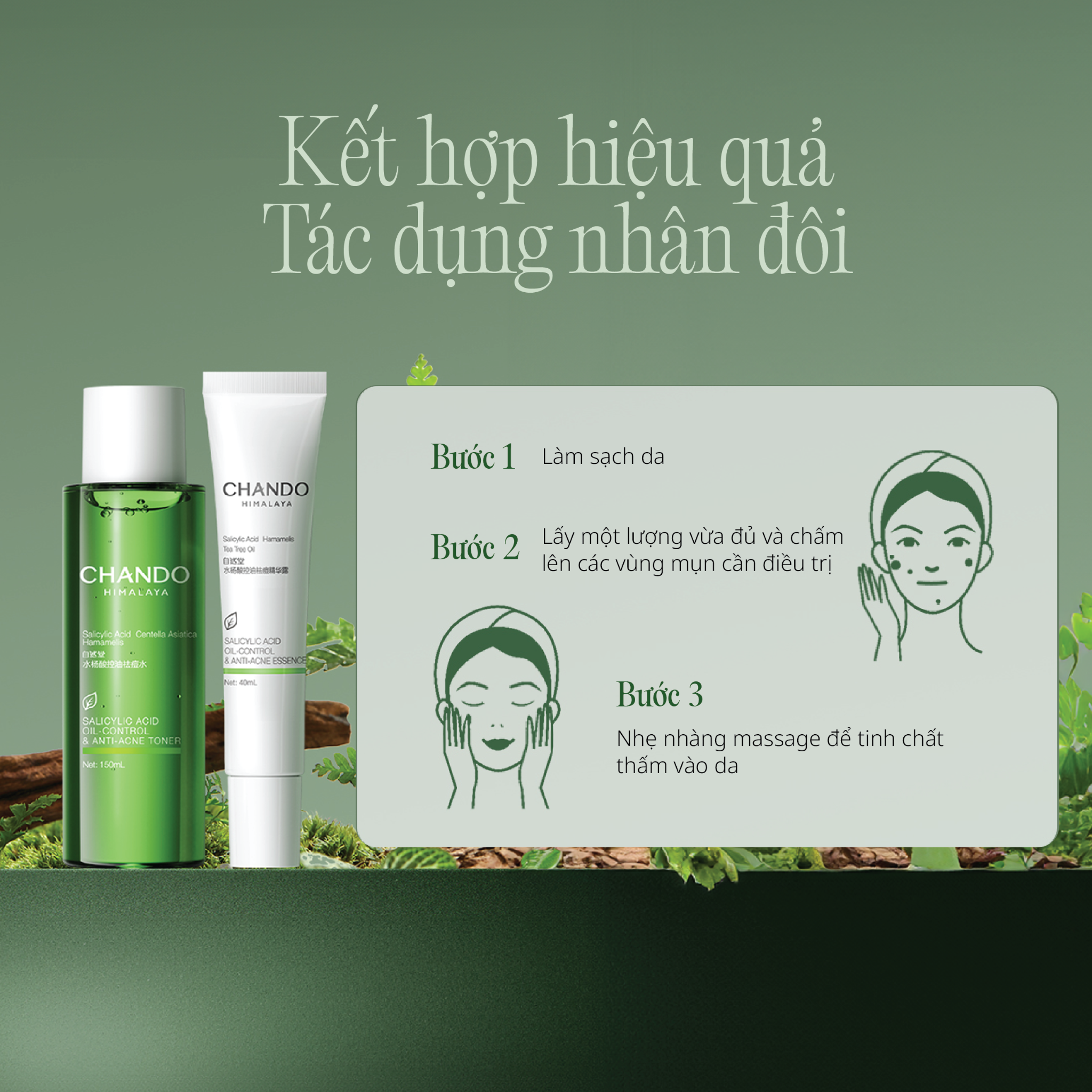 Tinh Chất Hỗ Trợ Kiểm Soát Dầu và Giảm Mụn Salicylic Acid CHANDO Himalaya 40ml Hàng Chính Hãng